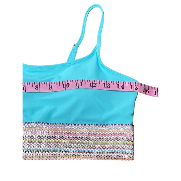 NWOT.Sky Blue Striped Patchwork Spaghetti Strap High Waist Bikini Swimsuit Size - Picture 8 of 11